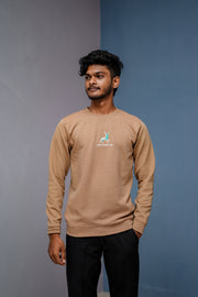 Full Sleeve Round Neck Printed Tshirt - LUCKY TO MEET YOU-Brown-T-Shirt-7 Man